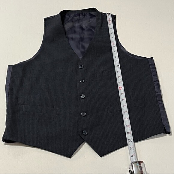 Gino Cappeli Navy Blue Pinstripe Blazer Vest Clip on Tie Set Size 42L‎ - Picture 11 of 16